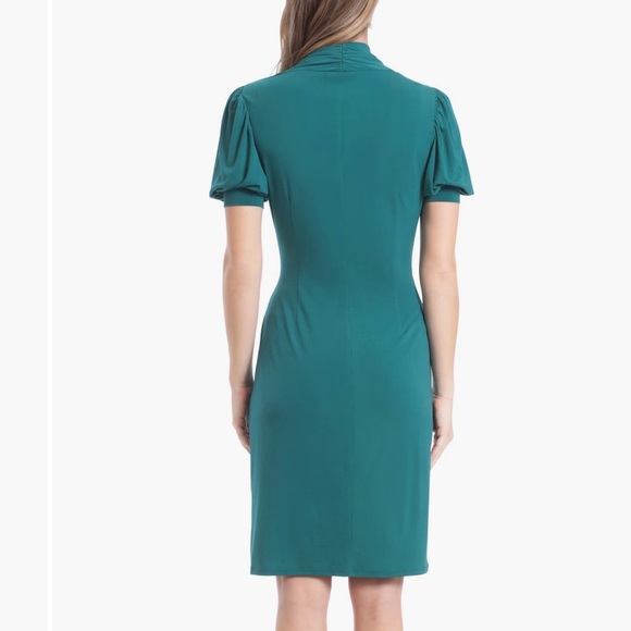 🦋 Beautiful navy blue faux wrap gathered waist and draped dress 14 Stretch 💃🏼 - Picture 9 of 10